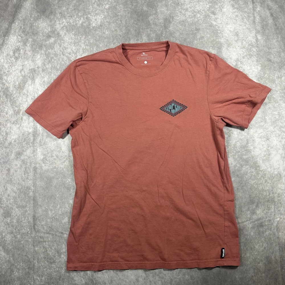 Rip Curl Mens Standard Fit Graphic T-Shirt Large Dusty Rose Terracotta Surf Tee
